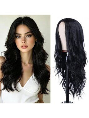 Women's Black Synthetic Hair Dirty Blonde Heat Resistant Long Wavy Wig